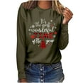 thumbnail image 1 of Odeerbi Christmas Tops For Women Long Sleeve Blouses Christmas Tree Print 2025 Casual Round Neck T-shirt Olive Drab, 1 of 7