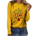 thumbnail image 1 of Odeerbi Christmas Tops For Women Long Sleeve Blouses Christmas Tree Print 2025 Casual Round Neck T-shirt Yellow, 1 of 6