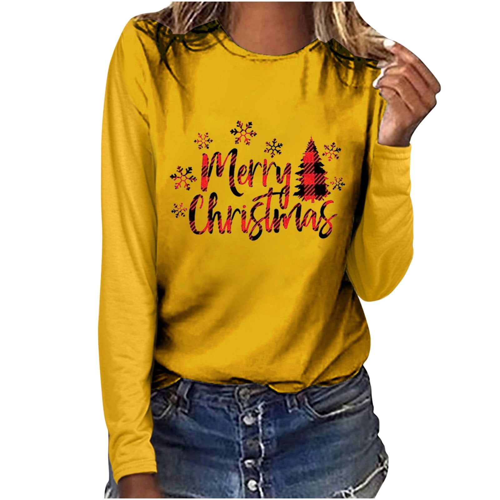 Odeerbi Christmas Tops For Women Long Sleeve Blouses MERRY CHRISTMAS