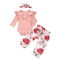 thumbnail image 1 of Odeerbi Clearance Baby Boy Girl Clothes Baby Romper French Rib Cotton Long Sleeved Trousers Floral Pants Headwear Suit, 1 of 9