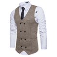thumbnail image 1 of Odeerbi Clearance Blazer for Men Woolen Double-breasted Vest Suit Retro Business Waistcoat Khaki, 1 of 9