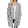 thumbnail image 1 of Odeerbi Clearance Cardigan For Women Cable Knit Open Front Cardigan Sweater Loose Slouchy Oversized Wrap Chunky Pocket Sweaters Coat, Gray, 1 of 7