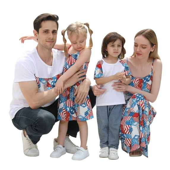 Odeerbi Clearance Family Matching Outfits Summer Clothes Jumpsuit Sleeveless Independence Day Casual Romper