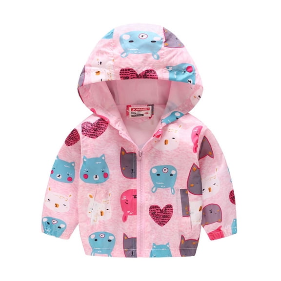 Odeerbi Toddler Baby Girls Boys Fashion Long Sleeved Coat Printed Hooded Jacket Suit