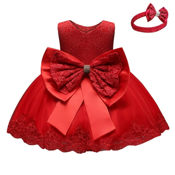 Odeerbi Clearance Toddler Baby Girls Dress Lace Bowknot Birthday Party Wedding Gown Kids Dresses