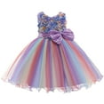 thumbnail image 1 of Odeerbi Clearance Toddler Girls Color Net Yarn Bowknot Birthday Party Flowers Gown Kids Dresses, 1 of 8