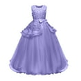 thumbnail image 1 of Odeerbi Clearance Toddler Girls Net Yarn Temperament Flowers Bowknot Birthday Party Gown Long Dresses, 1 of 3