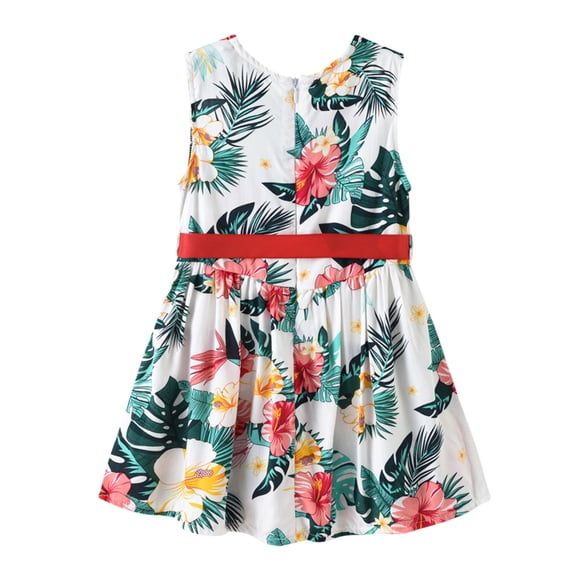 Odeerbi Clearance Toddler Kids Baby Girls Cute Summer Flowers Print Vacation Dress Suspender Skirt Floral Dress