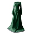 thumbnail image 1 of Odeerbi Clearance Women Medieval Dress Renaissance Fit Irregular Long Sleeve Cosplay Maxi Dress, Green, 1 of 5