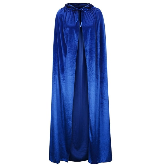 Odeerbi Cloak With Hood Women Festival 2025 Casual Party Solid Retro Gothic Cloak Stage Outfit Top Blue