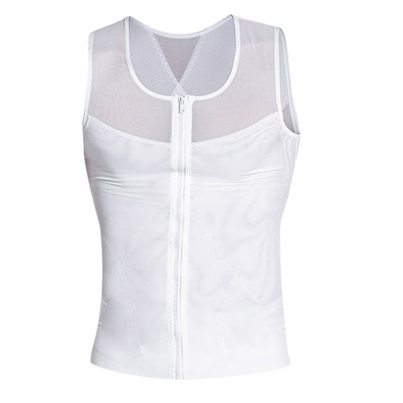 Odeerbi Corset Top for Men Shapewear Tummy Control Buckle Adjustment Belly Shaper Waist Chest Belly Belt Stereotype Vest Invisible Breathable Black