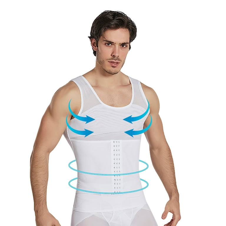Odeerbi Corset Tops For Men Waist Trainer Bodyshaper Buckle Adjustt Belly Shaper Waist Chest Belly Belt Stereotype Vest Invisible Breathable Black Walmart