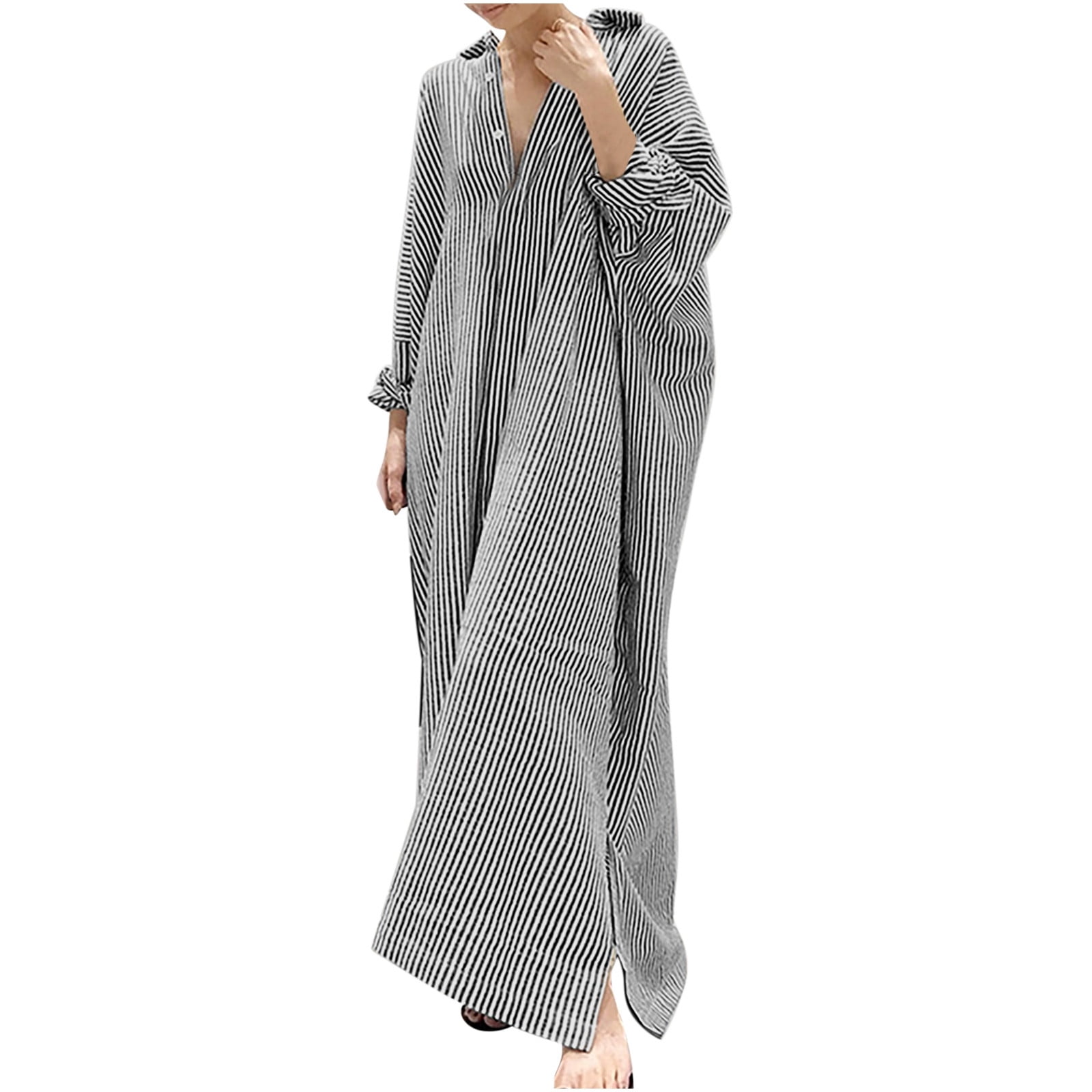 Fashion Cotton Linen Maxi Dresses Women Loose Clothes Q2062