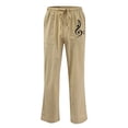thumbnail image 1 of Odeerbi Cotton Linen Pants For Men Lounge Pants Solid Elastic Waistband Pants Pocket Trousers Black, 1 of 5