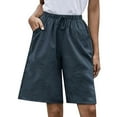 thumbnail image 1 of Odeerbi Cotton Linen Shorts For Women Trendy 2024 Casual Drawstring Shorts Lacing Solid Color Shorts with Pocket Mint Green, 1 of 8