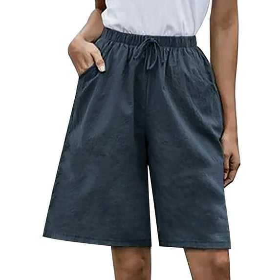Odeerbi Cotton Linen Shorts For Women Trendy 2024 Casual Drawstring Shorts Lacing Solid Color Shorts with Pocket Mint Green