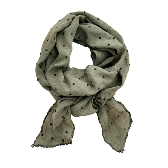 Odeerbi Cotton Linen Square Neckerchief for Women Solid Color Soft Neck Scarf Half-circle Silk Scarf Ladies Fashion Versatile Head Scarf Decorative Scarf Green
