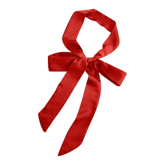 Odeerbi Cotton Linen Square Neckerchief for Women Solid Color Soft Neck Scarf 2 Meters Double Side Small Silk Scarf Long Scarf Belt Ribbon Red