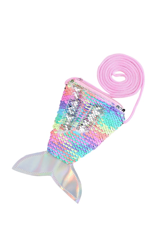 Crossbody Bags for Women Sequins Children Coin Purses Handbags Zipper Wallets Cute Pouch Key Packet Pink