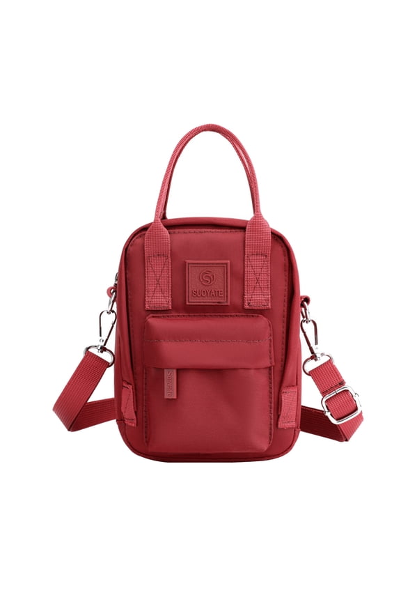Crossbody Bags for Women Waterproof Multi-pocket Zipper One-shoulder Messenger Bag Nylon Cloth Mobile Phone Bag Red