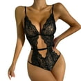 thumbnail image 1 of Odeerbi Crotchless Lingerie Bodysuit for Women 2025 Sexy Lace Open Crotch Hollow Out Attractive Babydoll Underwear Sleepwear Jumpsuit Pajamas Black, 1 of 5