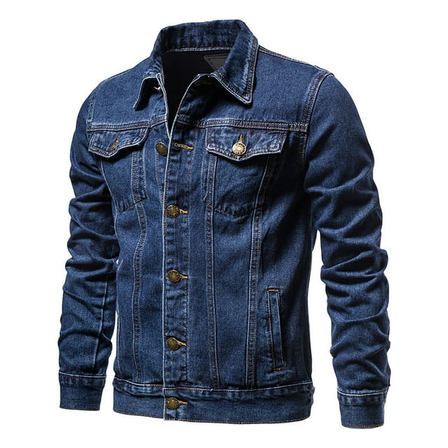 Odeerbi Men's Trendy Casual Denim Jacket, Outdoor Single-breasted ...