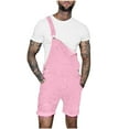 thumbnail image 1 of Odeerbi Denim Overall Shorts for Men 2025 Casual Fashion Solid Breast Pocket Shorts Straight Type Overalls Pink, 1 of 7