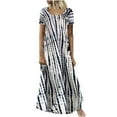 thumbnail image 1 of Odeerbi Dresses For Women 2025 Plus Size Maxi Dress Tie-Dye Print Swing Casual Floral Dress Short Sleeve Dress Gray, 1 of 8