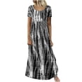 thumbnail image 1 of Odeerbi Dresses For Women 2025 Plus Size Maxi Dress Tie-Dye Print Swing Casual Floral Dress Short Sleeve Dress Gray, 1 of 8