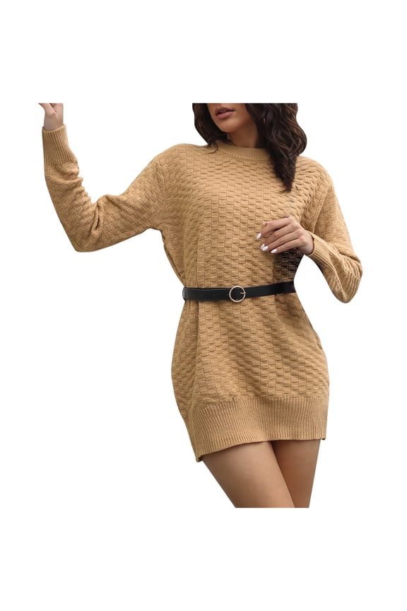 Dresses For Women Fall Dresses Trendy Erogenous Casual Fold Solid Dress One Shoulder Short Sleeve Dress Khaki