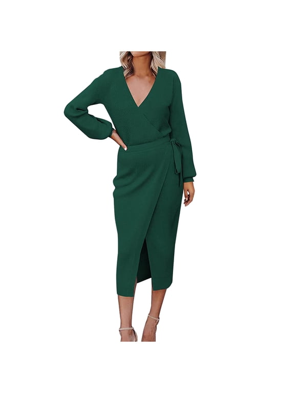 Dresses for Women 2025 Fall Dresses Trendy Erogenous Casual Buttocks V-Neck Solid Bandage Long Leeve Dress White