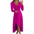 thumbnail image 1 of Odeerbi Dresses for Women 2025 Fall Dresses Fashion Erogenous Casual Buttocks V-Neck Solid Slimming Long Leeve Dress Green, 1 of 9