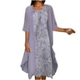 thumbnail image 1 of Odeerbi Dresses for Women 2025 Maxi Dress Boho Dress Half Sleeve Smock + Dress Two Piece Set Knee Length Beach Dress Purple, 1 of 8