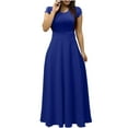 thumbnail image 1 of Odeerbi Dresses for Women 2025 Maxi Dress Solid Color Colorful Dress Short Sleeve Beach Casual Sundress Purple, 1 of 6