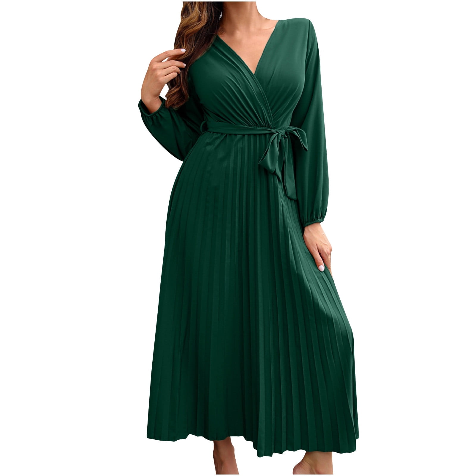 Fashion Elegant Solid Fold V Neck Wrapped Skirt Dresses(3 Colors) Fashion Elegant Solid Fold V Neck Wrapped Skirt Dresses(3 Colors)