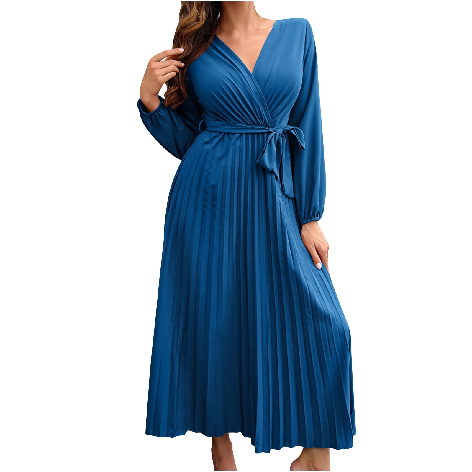Fashion Elegant Solid Fold V Neck Wrapped Skirt Dresses(3 Colors) Fashion Elegant Solid Fold V Neck Wrapped Skirt Dresses(3 Colors)