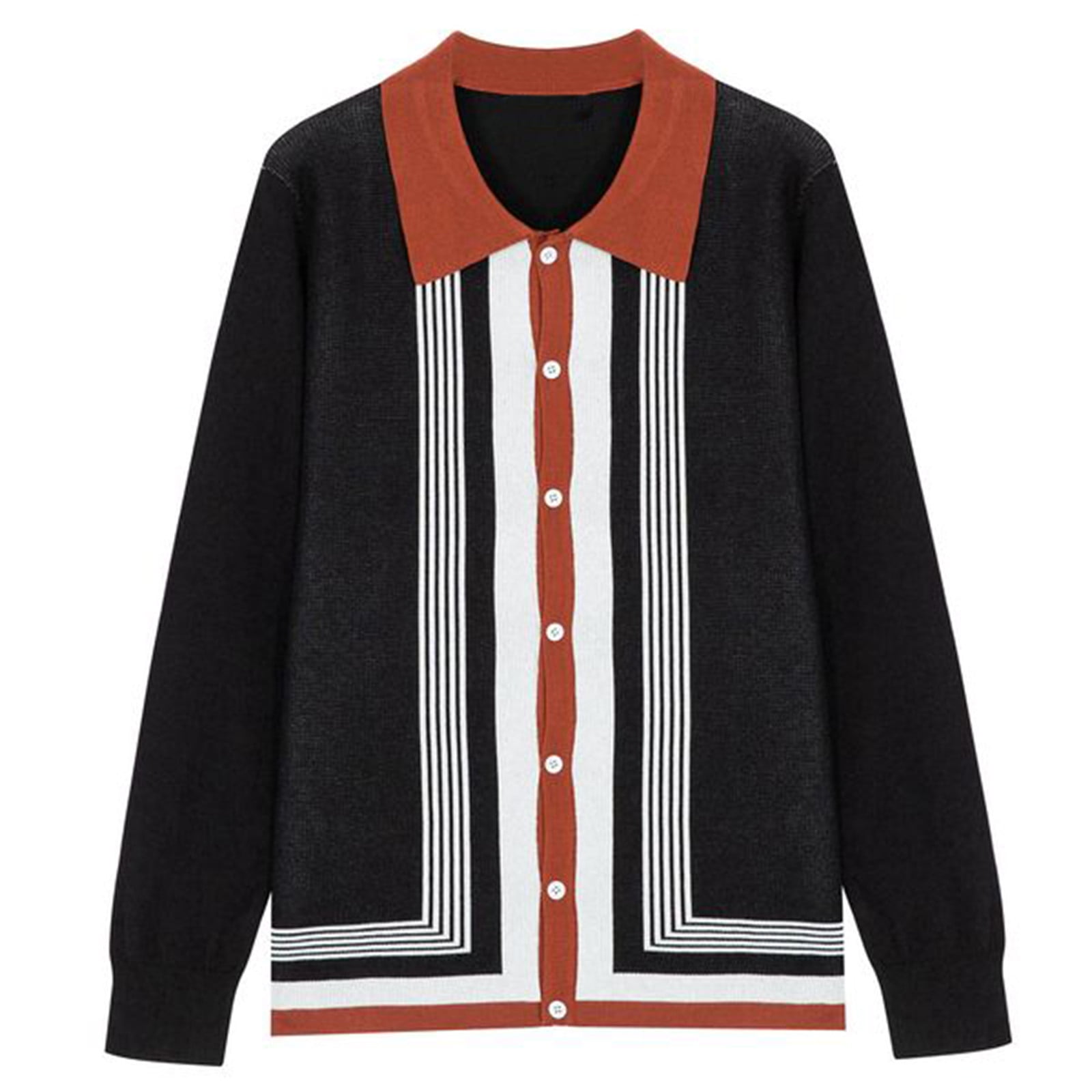 Odeerbi Fall Winter Color Block Knit Cardigan Sweaters For Men 2025 ...