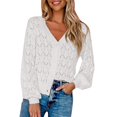 thumbnail image 1 of Odeerbi Fall Winter Crochet Knit Shrug Sweater For Women V Neck Cropped Cardigan Sweater Open Front Short Shawl Sweater 2024 Long Sleeved Button Top White, 1 of 8