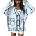 thumbnail image 1 of Odeerbi Fall Winter Knit Cardigan Sweaters for Women 2025 Color Block Cotton Sweater Contrast Coat Sweater Shirt with Decorative Pocket White, 1 of 6
