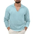 thumbnail image 1 of Odeerbi Fall Winter Knit Sweaters For Men Solid Color V Neck Sweater Stand Collar Elastic Pullover Sweater Sky Blue, 1 of 6