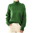 thumbnail image 1 of Odeerbi Fall Winter Turtleneck Sweater For Women New 2025 Fashion Cable Weaving Long Sleeve High Neck Sweater Green, 1 of 4