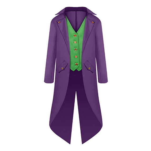 Odeerbi Family Clothes Parent-child Wear Clothing Men's Retro Clothing Children's Mid-length Punk Retro Tuxedo Purple XS