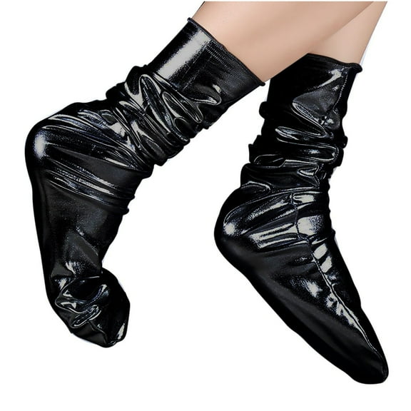 Odeerbi Family Clothes Women Men Socks 2025 Casual Work Business Reflective Solid Fashion Sock Comfortable Black One Size