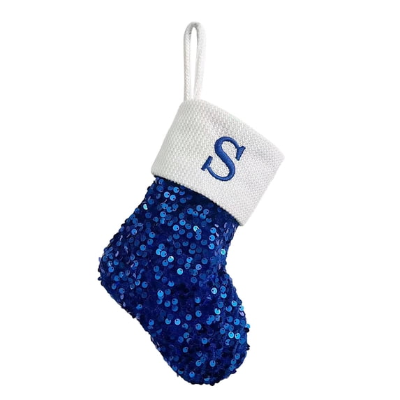 Odeerbi Initial Christmas Stocking Knit Xmas Socks Decoration Christmas Letter Solid Wool Stocking Pendant Christmas Decorations Gift Bag Socks