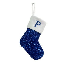 Odeerbi Family Initial Christmas Stocking Knit Xmas Socks Decoration Christmas Letter Solid Wool Stocking Pendant Christmas Decorations Gift Bag Socks Blue