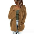 thumbnail image 1 of Odeerbi Faux Furry Cardigan Sweaters For Women Fall Winter Plus Size Sweater 2025 Casual Plush Sweater Outerwear Buttons Coat with Pockets Brown, 1 of 5