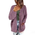 thumbnail image 1 of Odeerbi Faux Furry Cardigan Sweaters For Women Fall Winter Plus Size Sweater 2025 Casual Plush Sweater Outerwear Buttons Coat with Pockets Purple, 1 of 8