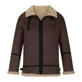 thumbnail image 1 of Odeerbi Faux Furry Coat For Men Winter Coats Casual Keep Warm Thicken Long Sleeve Turndown Jacket Zipper Patchwork Coffee, 1 of 5