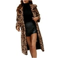 thumbnail image 1 of Odeerbi Faux Furry Coat for Women 2025 Warm Jacket Winter Leopard Turn Down Collar Outerwear Brown, 1 of 9