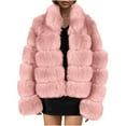 thumbnail image 1 of Odeerbi Faux Furry Coat for Women 2025 Warm Jacket Winter Solid V-neck Outerwear Hot Pink, 1 of 5